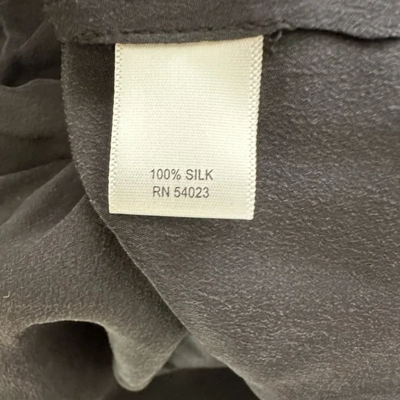 Banana Republic Black Silk Ruffle Elastic Tie Waist Top Blouse Medium - Picture 5 of 9